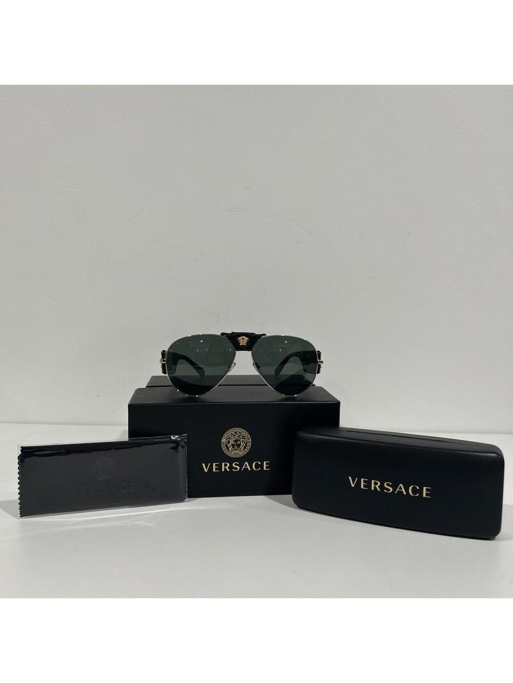 Versace Gold Aviator Sunglasses Tortoise Frame Green Lenses Designer Turtle